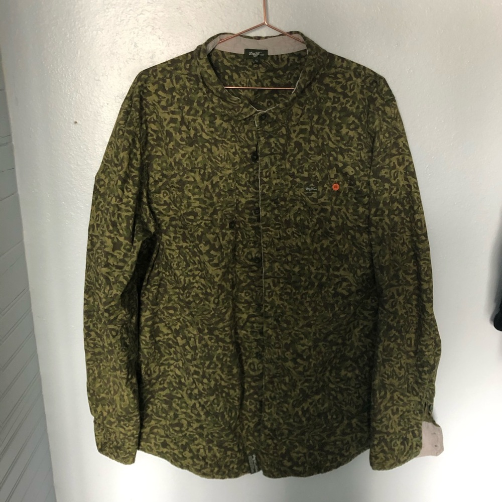 LNG green button down shirt